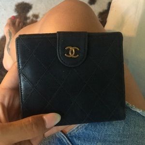 Chanel  black quilted wallet